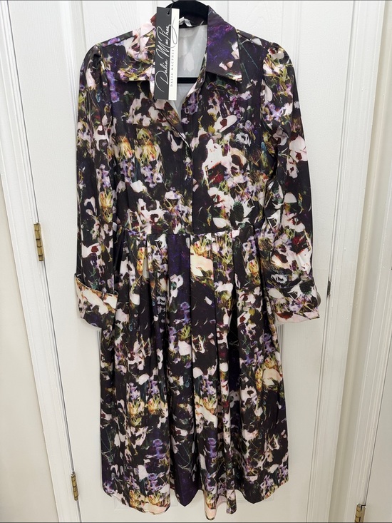 Dalia Macphee Dresses & Skirts - Black Floral Long-Sleeve Midi Dress with tags